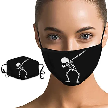 

mask reusable washable Funny Skeleton Man Unisex Half Washable Face Mouth Cover mascarillafor Outdoors Black Masque Respirator