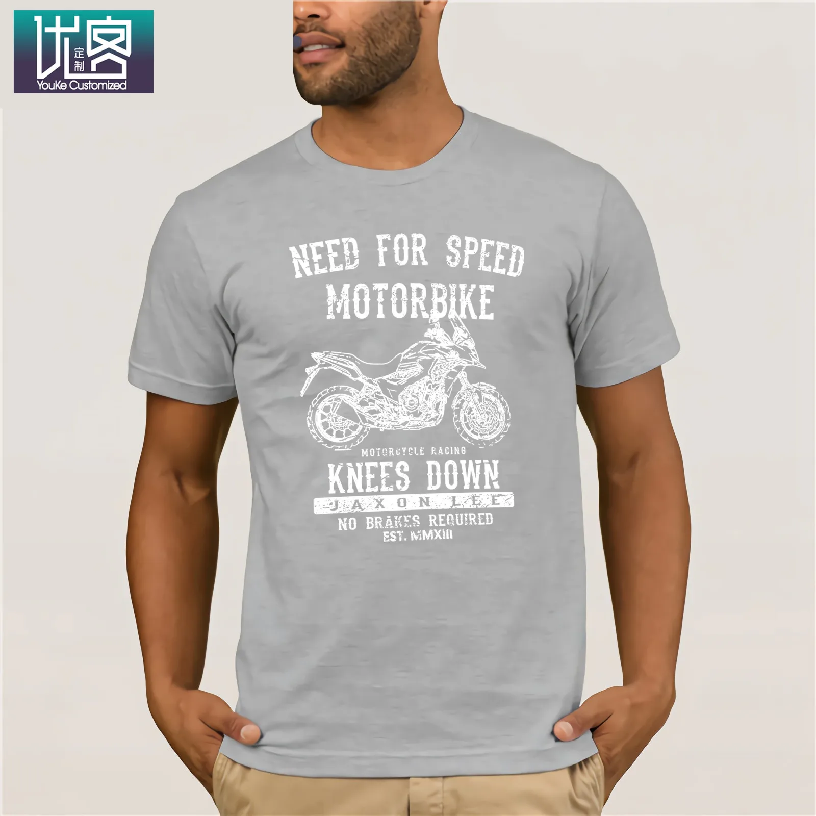 Скорость Cb500x мотоцикл искусство Футболка Одежда популярная футболка Crewneck хлопок тройники удивительные короткий рукав уникальный для мужчин топы - Цвет: light grey