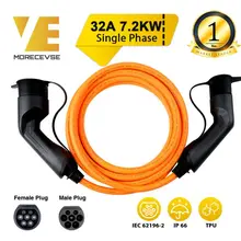 Спиральный зарядный кабель MOREC IEC 62196-2 для электростанций, оранжевый автомобильный шнур, зарядное устройство типа 2 для типа 2 32A кВт 5 м, черный Спиральный зарядный кабель MOREC IEC 62196-2 для электростанций, оранжевый автомобильный шнур, зарядное устройство типа 2 для типа 2 32A кВт 5 м, черный