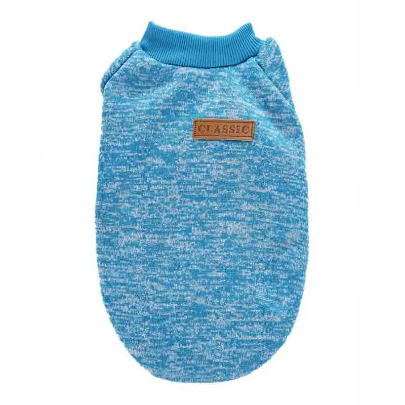 Light blue Одежда для домашних животных, свитер для собак, теплая мягкая хлопковая шерстяная вязаная эластичная разноцветная осенне-зимняя одежда для маленьких и средних собак и кошек - Цвет: Light blue