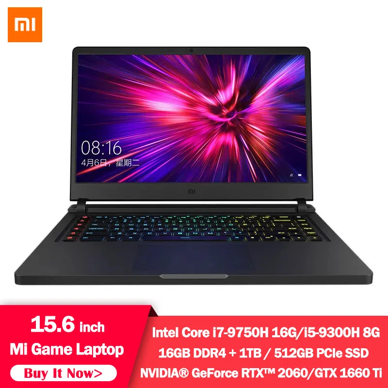 Оригинальный Xiaomi Mi игровой ноутбук 15,6 дюймов обновление i5 8G/i7 16G DDR4 512GB SSD GTX1660Ti/RTX2060 NVIDIA 6GB DDR6 компьютер