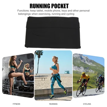 

Three Sizes Black Waist Running Bags Elastic Tablet Phone Case Bag High-capacity Pocket for Outdoor Riding Sports