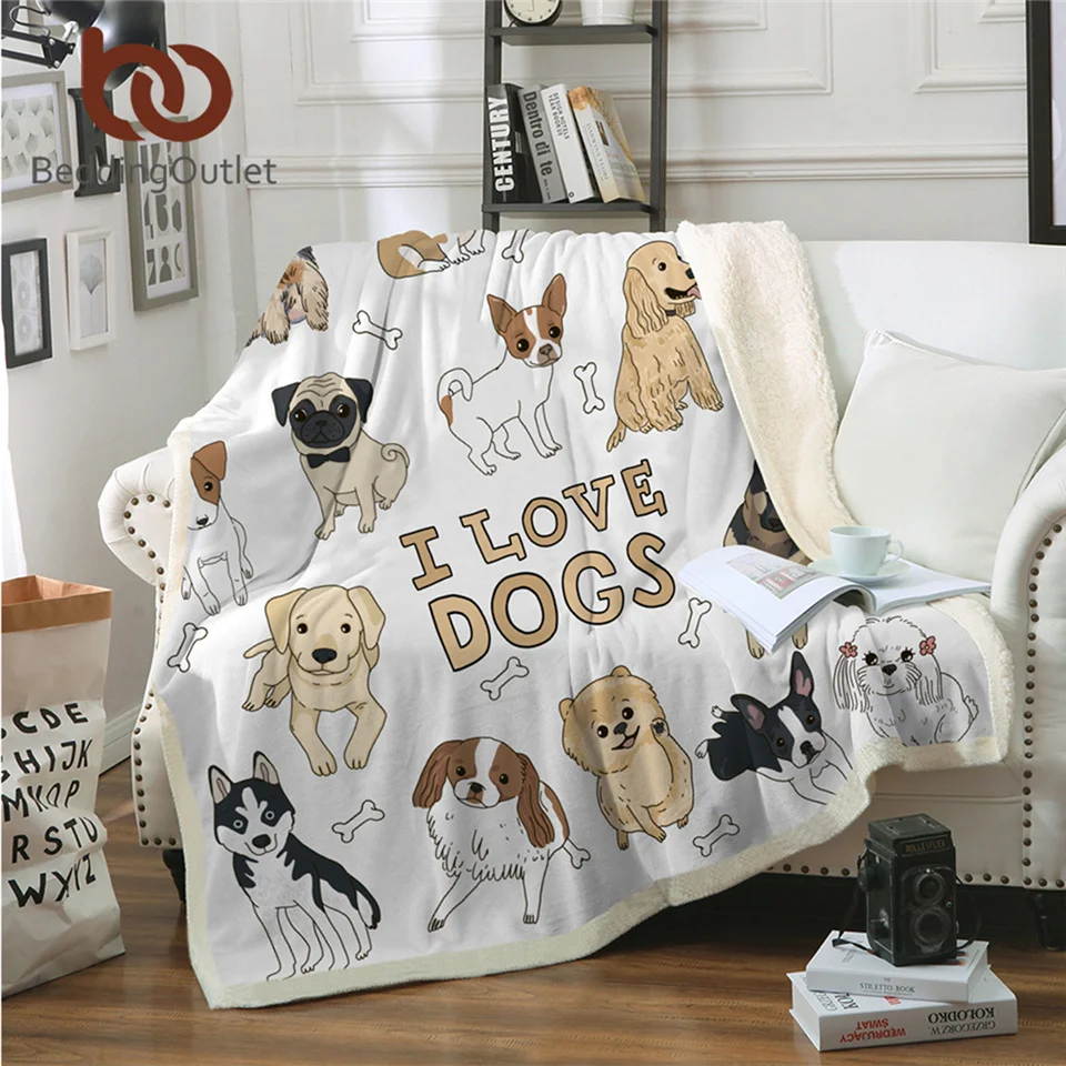 

BeddingOutlet Puppy Soft Fluffy Blanket Bulldog Kids Blankets For Bed Cartoon Plush Blanket For Adult Animal Colorful Bedspreads