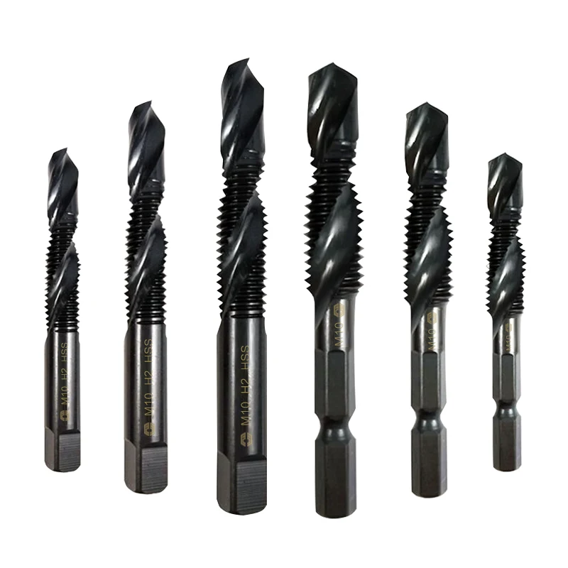 

HSS 6542 Combined Tap and Drill Multi-function Electric Hand Drill Machine Taps Square/hex Shank Precision Thread Tapping Tool