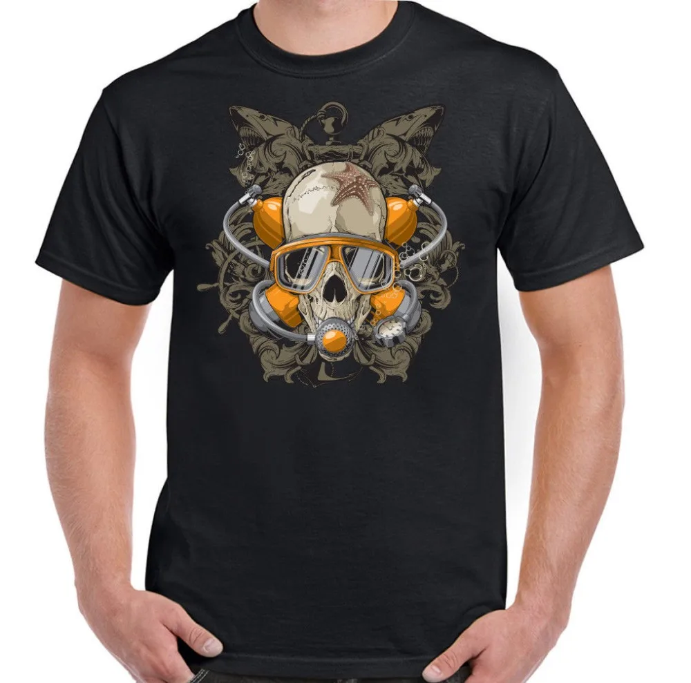 Scuba Skull Мужская футболка для фитнеса погружение маска для подводного плавания Топ Deep Sea Equip Мужская t последняя мужская футболка с круглым вырезом хипстер