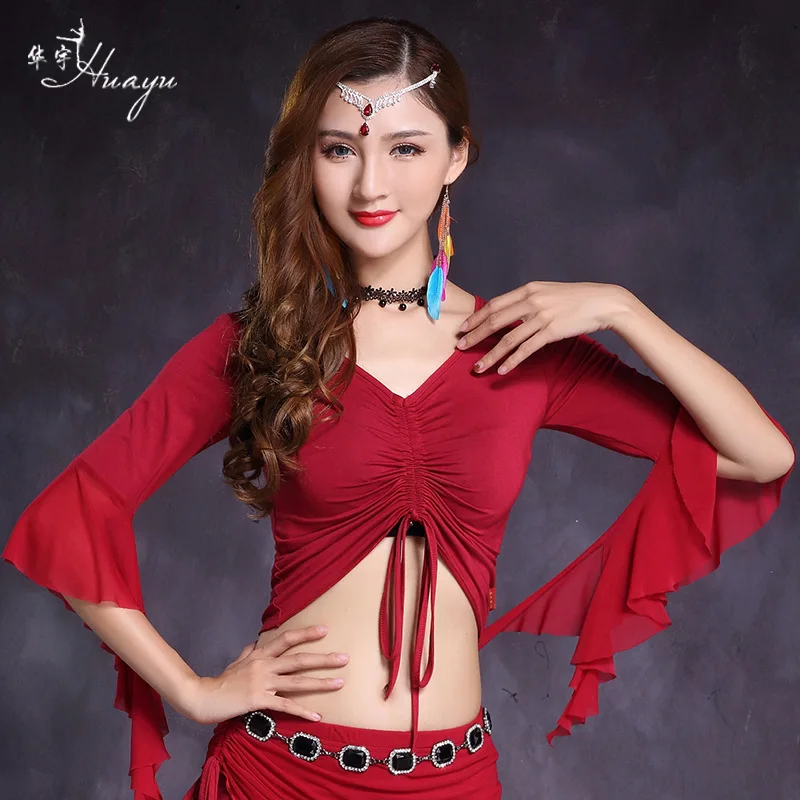 

Huayu Dance New Style 2019 Belly Dance Sexy Drawstring Tops Modal Exercise Clothing Performance Costume Women's Adult