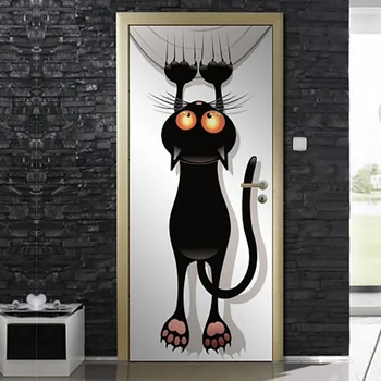 

Home Decor Suit for Steel Door Cartoon Animal Cat Self Adhesive Decal PVC Waterproof Art Paper DIY Living Room 3D Print Sticker