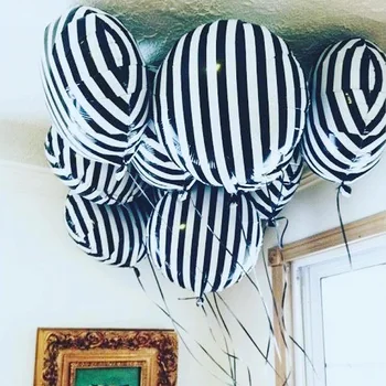 

50pcs/lot 18inch black and white striped checkerboard round fashion birthday decoration eid party weeding white foil balloons