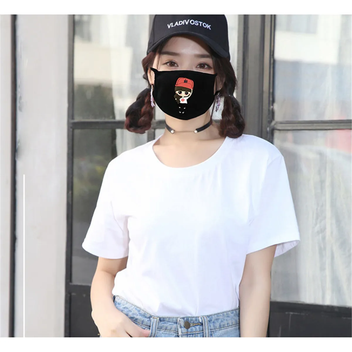 Cute Unisex Half Face Mouth Masks Washable Proof Protection Cover Outdoor Black Anime Anti Dust Kawaii Muffle | Аксессуары для