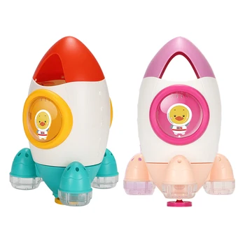 

Baby Kids Bath Toy Rocket Shape Bath Toy Rotating Water Spray Bathtub Time Shower Water Interactive Toys