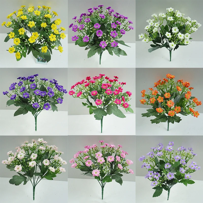 9 цветов креп пластик проволока искусственный букет невесты Цветок Орхидеи Завод куст
