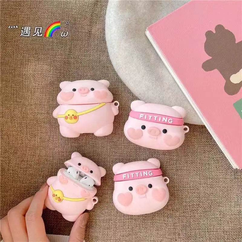 Наушники Airpods Pro с силиконовым защитным рукавом беспроводная гарнитура Kawaii Pink Pig