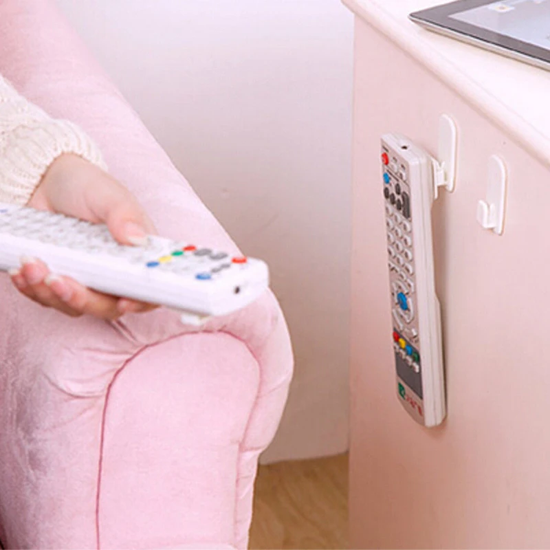 

4Pcs/Set Plastic Hooks Tape Sticky Hook Set Air Conditioner TV Remote Control Key Practical Wall Storage Strong Hanger Holder