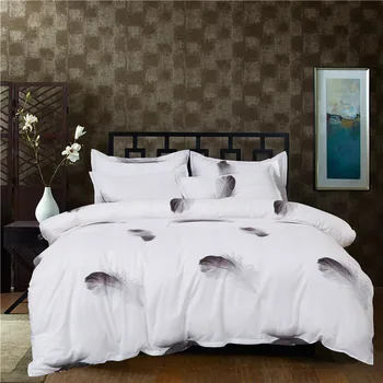 

White Color Feather Bedding Set Light Duvet Cover Pillowcase Comforter Sets Single Queen King Size Bedlinen Home Textiles