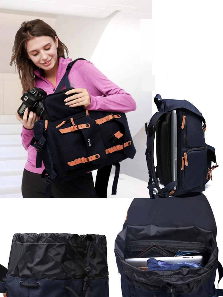 Leather retro micro single Camera bag shoulder large capacity digital SLR bag TUBU 6033 casual portable backpack