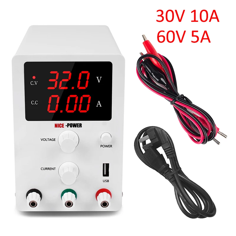

DC LAB Power Supply Adjustable 30V 10A 60V 5A Bench Source Universal Switching Voltage Current Regulator for Phone PC