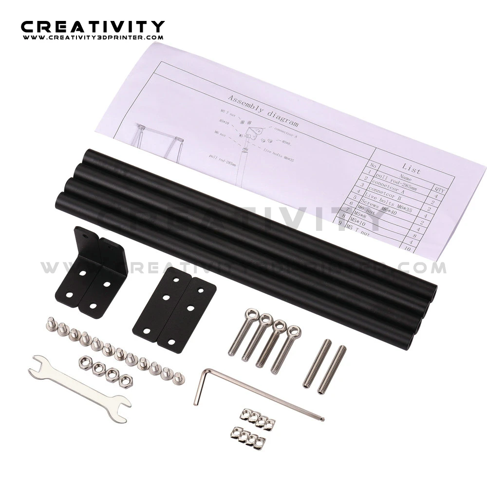 3d printed brushless motor upporting Rod Set Tool 3D Printer Pull Rod Kit Upgrade Black Supporting Aluminum Profile Set for CR10S/10S4/10S5/TEVO/CR10 precisioncore printhead