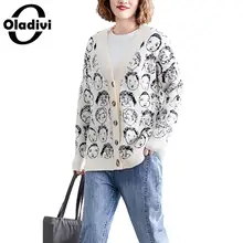 Oladivi Плюс Размер Женская одежда Модный женский свитер осень зима Повседневный свободный Женский вязаный кардиган вязаная рубашка Топы