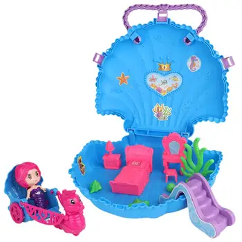 

Plastic Shell Cartoon Doll Portable Storage Case Exercise Practical Ability Color Cognition Play House Toys for Girl 13pcs