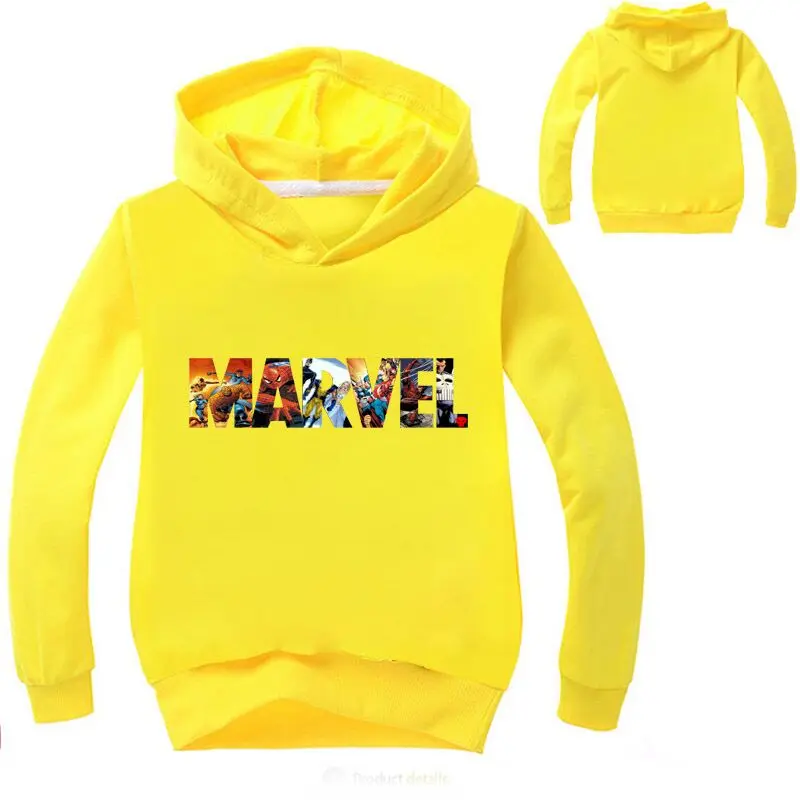 Кофты с капюшоном "Marvel" Демисезонный толстовки для детей, одежда для маленьких мальчиков и девочек хлопковая Детская толстовка с капюшоном для детей, малышей Повседневное спортивная одежда