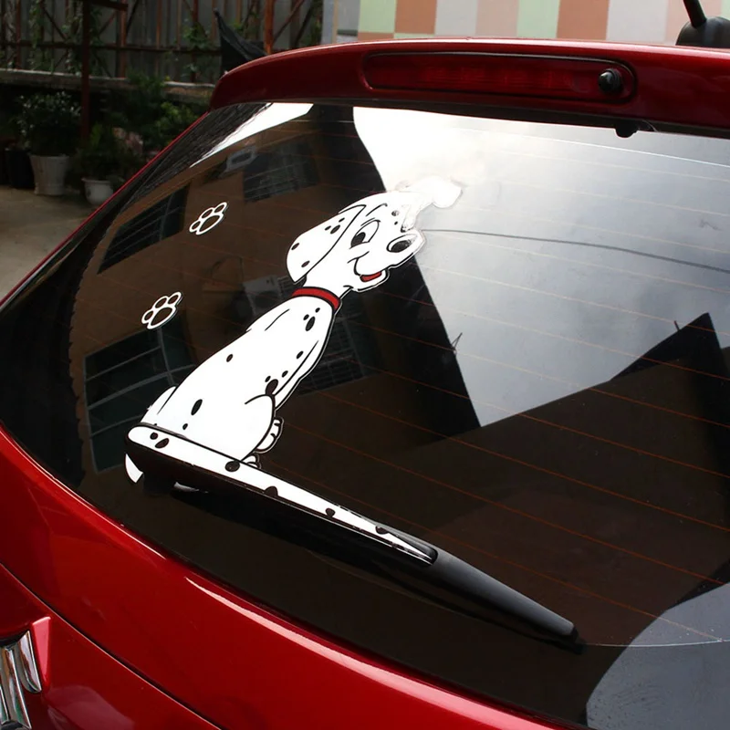 Мультяшный подвижный хвост собака далматинец стикер светоотражающие наклейки для автомобиля Стайлинг задние Дворники для лобового