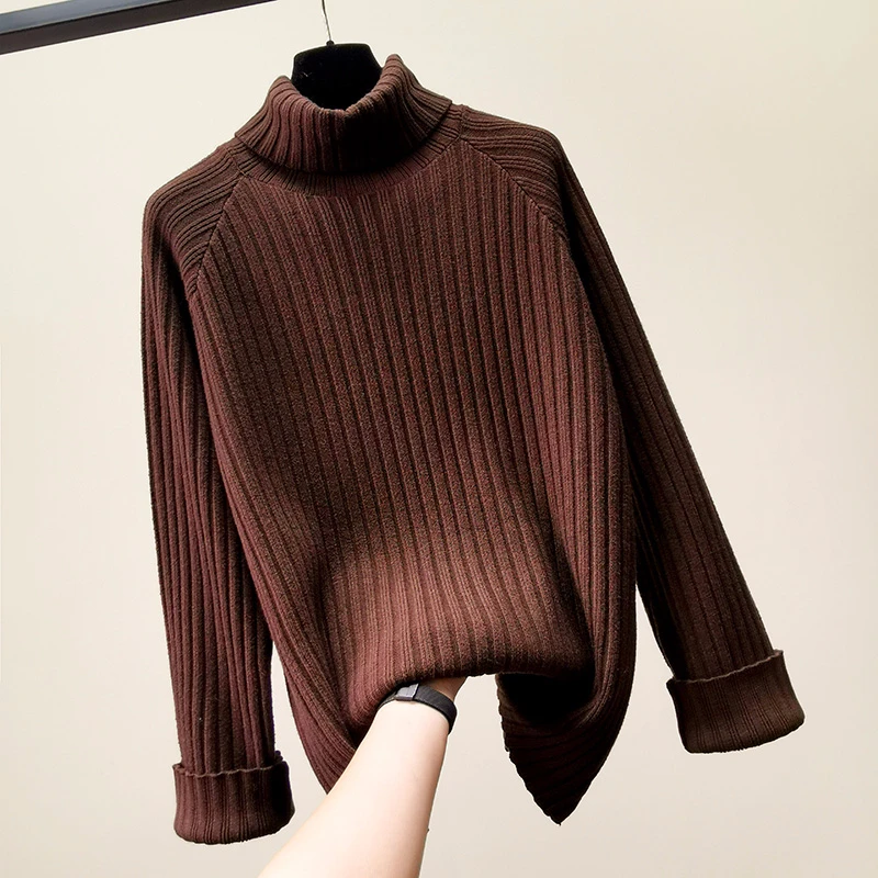 Vintage turtleneck sweater women loose lazy long sleeve Pullover modis all match sweaters autumn and winter knitted tops