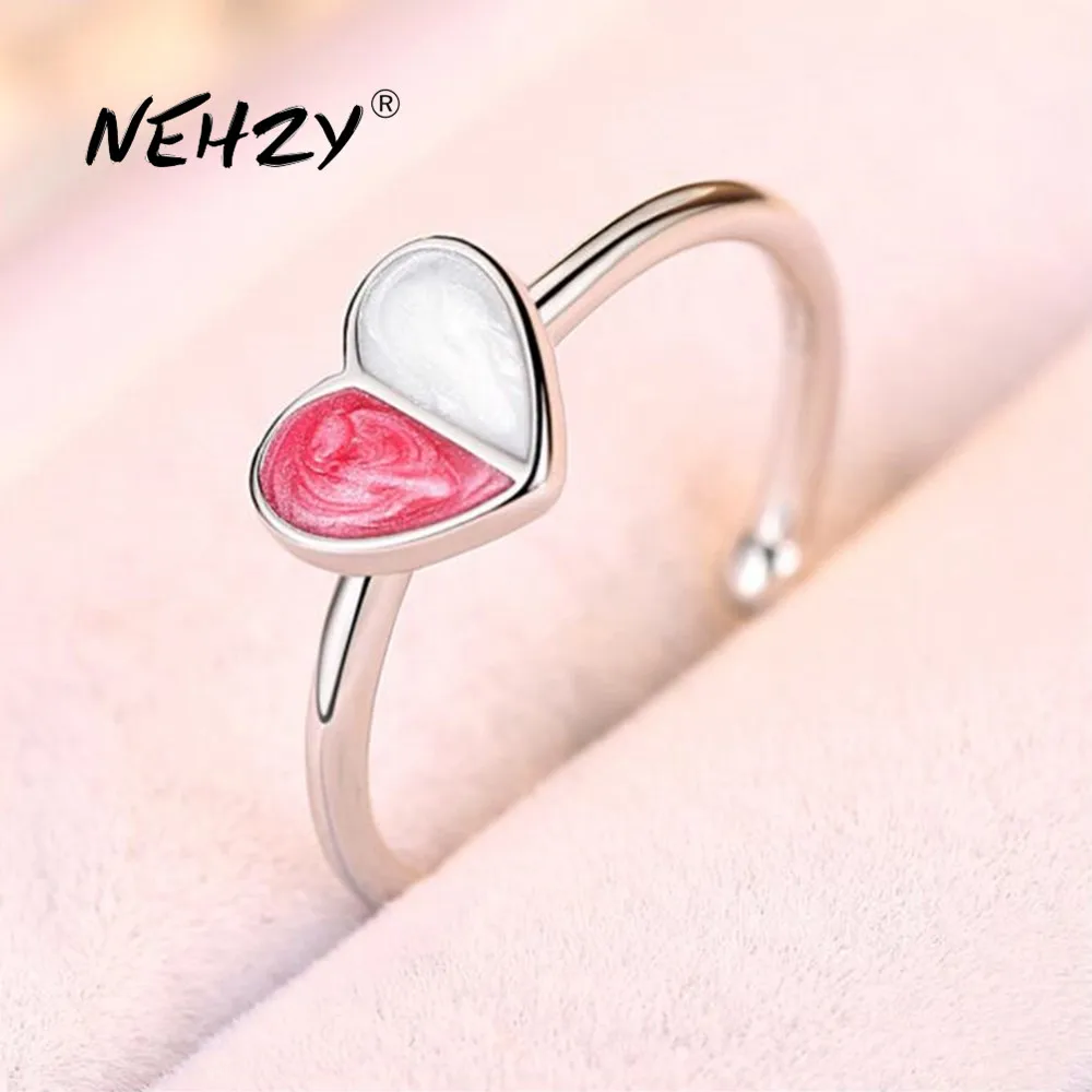 

NEHZY 925 Sterling Silver Jewelry Open Ring High Quality Woman Fashion Retro Simple Heart Shape Adjustable Silver Ring