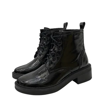 

Round Toe Shoes Boots Women New Low Heels booties Luxury Designer Booties Ladies Zipper Rock Mid Calf Mid-Calf