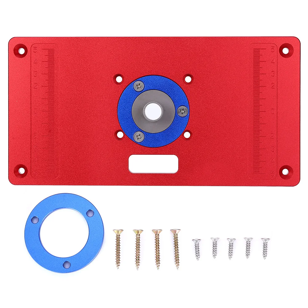 

Aluminum Alloy Trimming Machine Flip Plate Board Red Router Table Insert Plate Woodworking Tool
