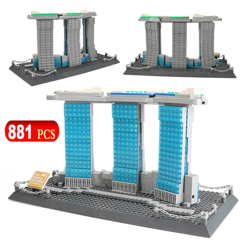 

881Pcs DIY Assembly Bricks Marina Bay Sands Building Blocks World Famous Architecture Diamond Construction Block Toy Xmas Gift