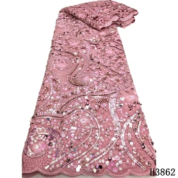 

Latest African laces 2020 high quality Velvet lace fabric with Sequins lace Nigeria Velvet fabric for Wedding Dress Party HJ3862