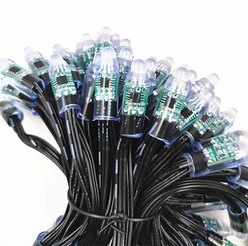 

Free shipping Smart 5v 50ct Bullet Nodes Black Wire DC5V 12mm addressable WS2811led pixel node for Christmas decoration