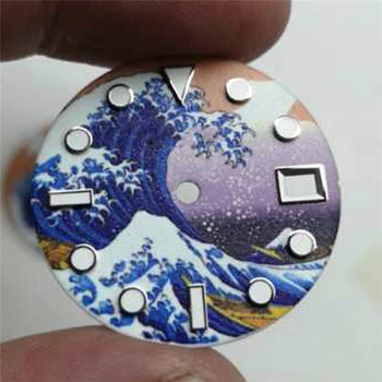 

For NH35 Movement 29MM Green Luminous Watch Dial Surf Sterile Wristwatch Dial for NH35 Watch Movement Repair Kit