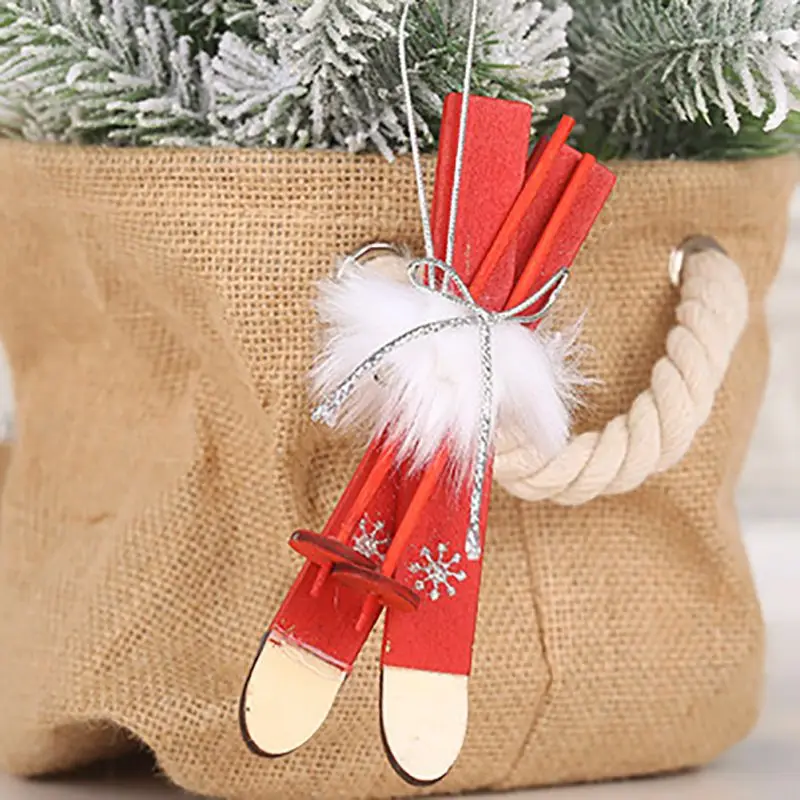 Рождественское украшение Подвеска деревянные сани висячие орнамент с пером для рождественской елки