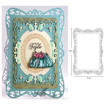 

Lace Egde Rectangle Frame Metal Cutting Dies for DIY Scrapbooking Album Paper Cards Making Decorative Crafts Supplies 2020 New