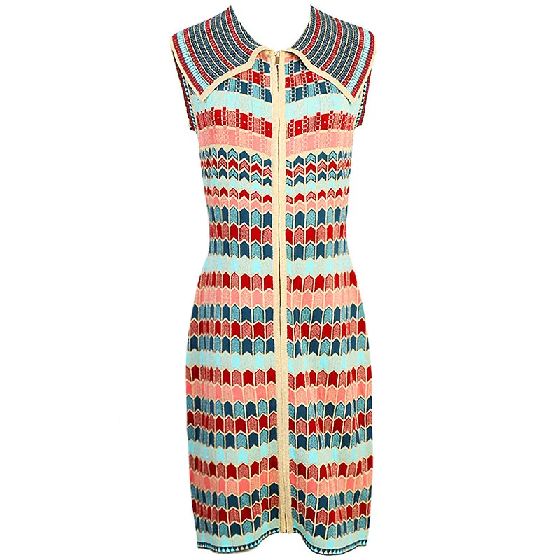 Color TVVOVVIN Gold Thread Pullover Zipper Check Small Real Long Fund Self-cultivation Knitting Bud Dress Woman ZX015 - Color: Color