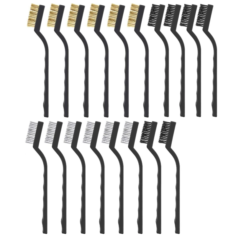

18Pcs Scratch Wire Brushes Stainless Steel Brass and Nylon Brushes Mini Detailing Wire Brush with Handle for Cleaning