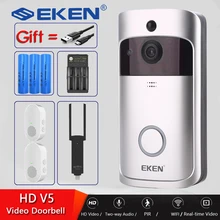 Eken v5 inteligente wi fi câmera de vídeo campainha intercom visual com carrilhão visão noturna campainha da porta ip sem fio câmera segurança em casa