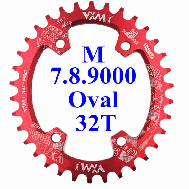 96BCD Oval 32T Red VXM 96BCD велосипедная цепь Овальная Круглая MTB велосипедная кривошипная узкая широкая цепь 30 T/32 T/34 T/36 T/38 T для Sram XT M7000 M8000 M9000 - Цвет: 96BCD Oval 32T Red