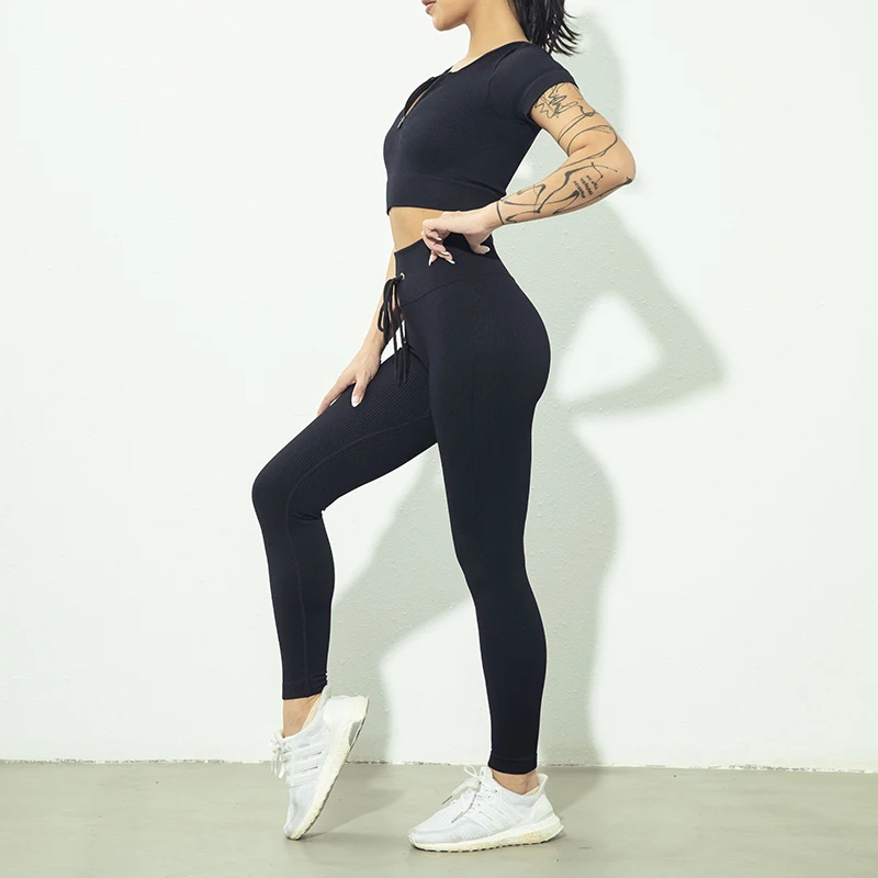 Seamless Women Yoga Set Workout Sportswear Gym Clothing Zipper Long Sleeve High Waist Leggings Fitness Bra Athletic Sports Suits