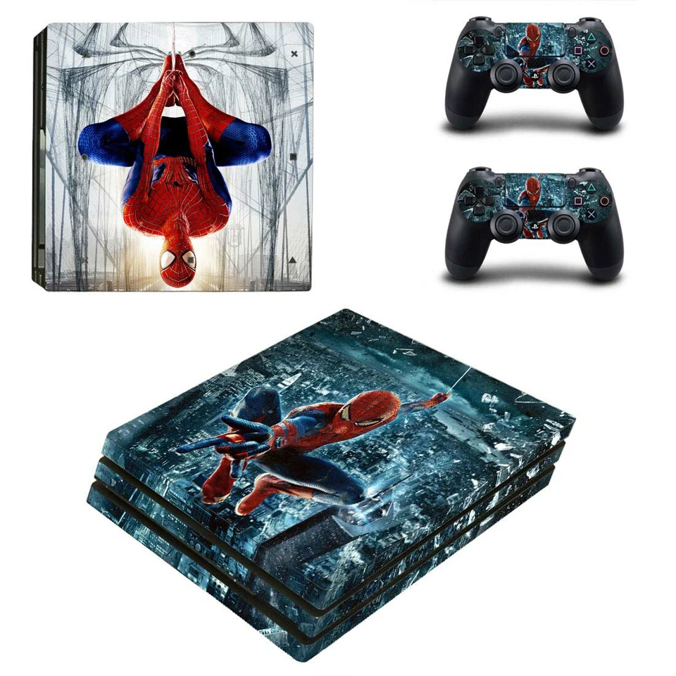 YSP4P-0688 Человек-паук PS4 Pro наклейка кожи для PS4 PRO консоль+ два контроллера Виниловые Наклейки полное покрытие для sony Playstation 4 Pro - Цвет: YSP4P-0688