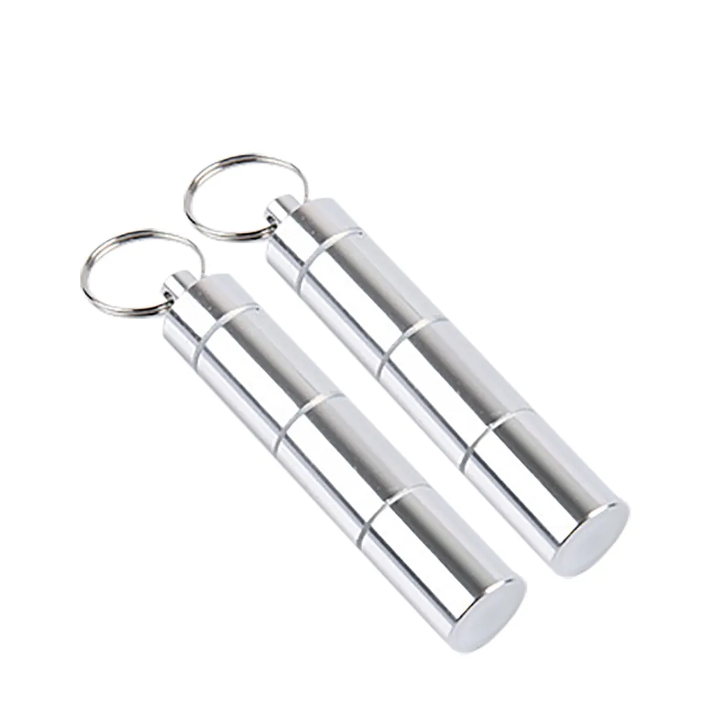 Kitchen 2pcs Mini Bottle Keychain Aluminum Container Travel Medicine Holder Case Silver Organizer Cocina Для Кухни Органайзер 2 - Цвет: Светло-серый