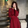 FINEWORDS Korean Chic Brown Winter Knitted Ladies Dresses Stretch A Line Vintage Christmas Dress Warm Long Sleeve Sweater Dress ► Photo 3/6