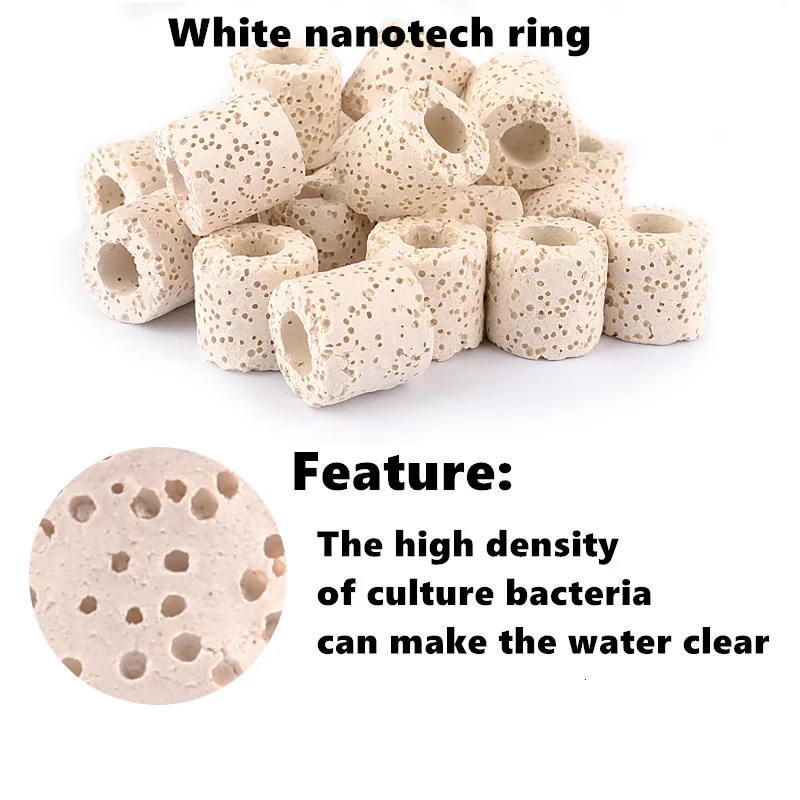 420g/bag White Nanotech Ring Fish Tank Aquarium Biological Filter Material House Media Aquarium Accessories - Цвет: Белый