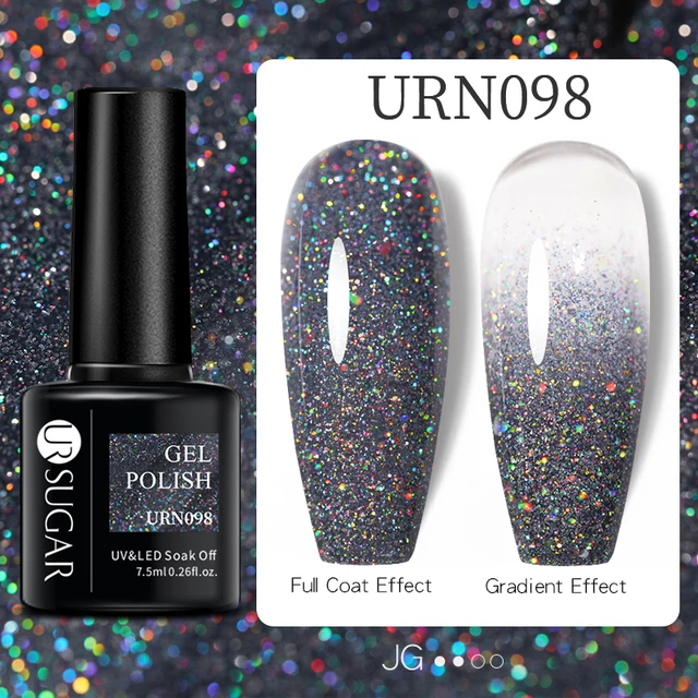 UR SUGAR 7.5ml Pink Reflective Glitter Gel Nail Polish Silver Purple Sequins Soak Off UV Gel Nail Art Manicuring Nail Gel URN098
