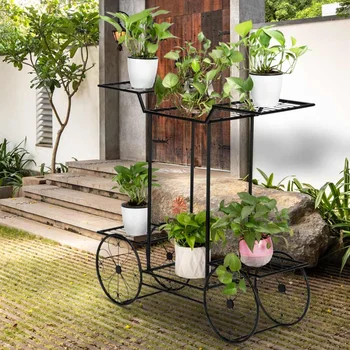 

European new wrought iron flower shelf rack home floor-style living room green flower pot shelf multi-layer indoor flower stand
