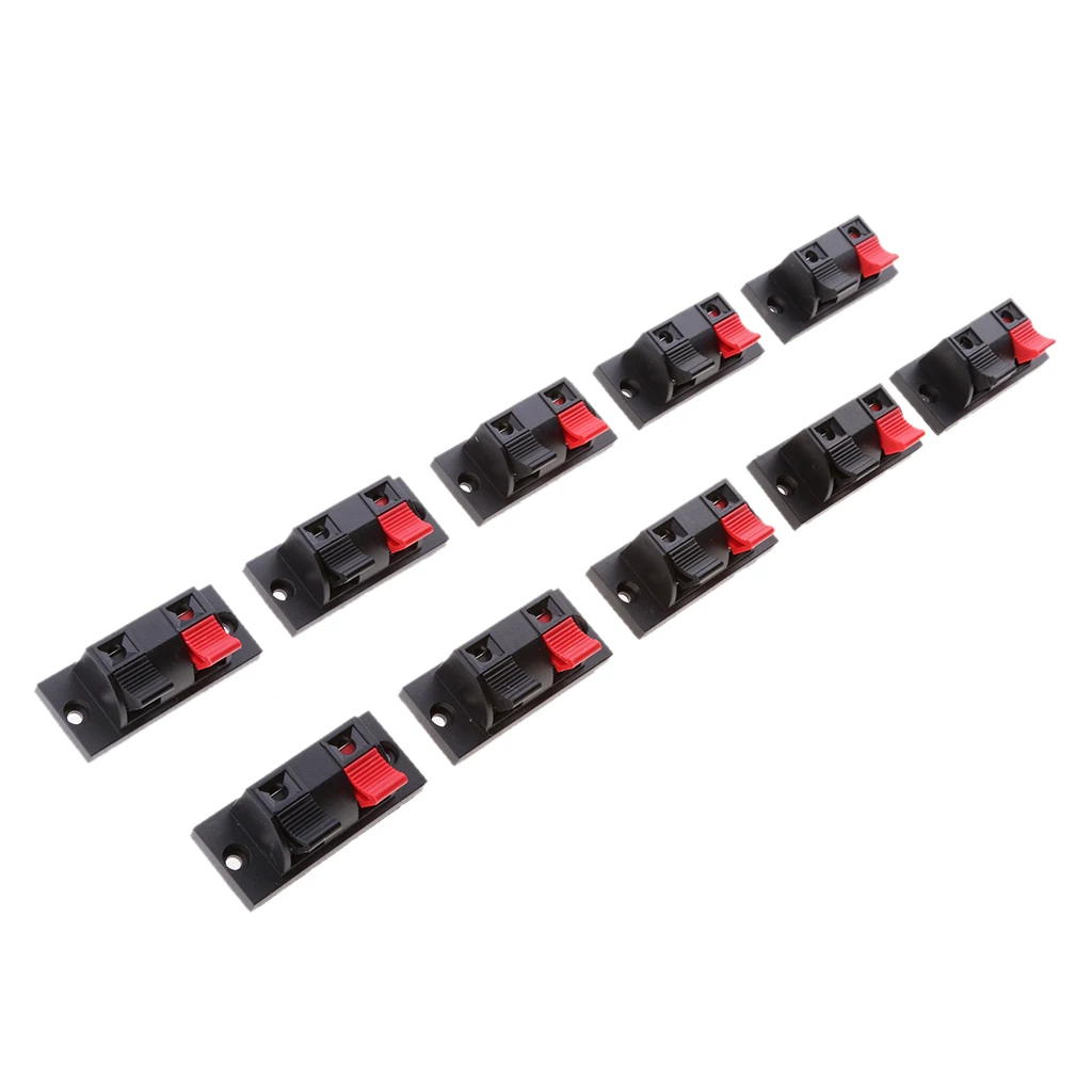 10x 2 Positions Push In Jack Spring Load Audio Speaker Terminals Panel Connector