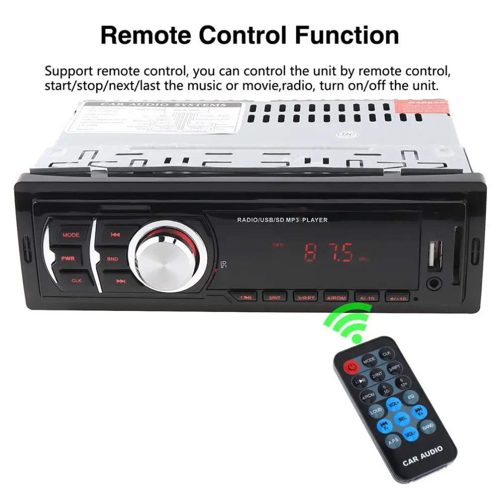 12 в 60 Вт x 4CH автомобильный аудио стерео в тире музыкальный MP3 плеер радио FM/USB/SD/AUX/MMC входной приемник
