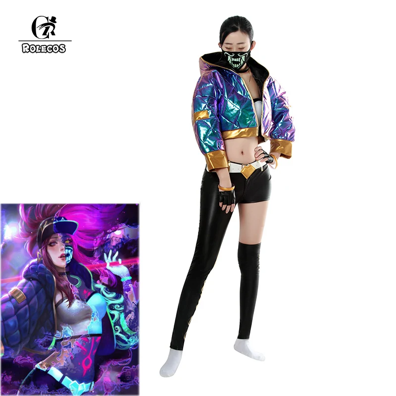 

ROLECOS Game LOL KDA Akali Cosplay Costume Akali Cosplay Coat LOL KDA Cosplay Uniform Warm Winter Costume for Women