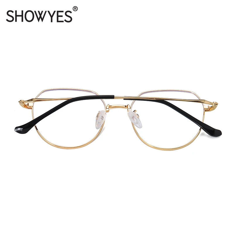 SHOWYES, анти-синий светильник, очки для женщин, верхний плоский нижний круг, простые очки, необычные очки, Blu Ray блокирующие очки 039